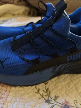 Puma Kids' Royal Blue Slip-On Sneakers with Black Accents